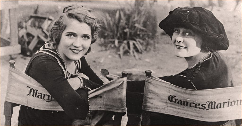 Mary Pickford and Frances Marion on set in 1920