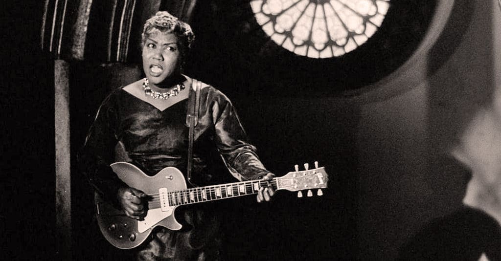 Rosetta Tharpe on stage in a church