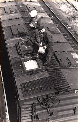 A refrigerator railroad box car.