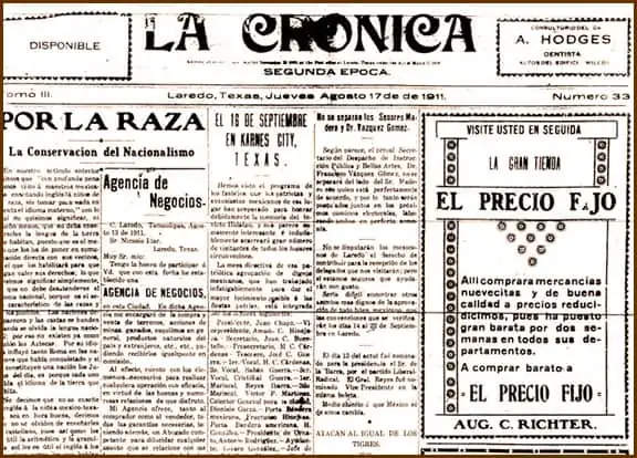 Crusading La Crónica newspaper front page