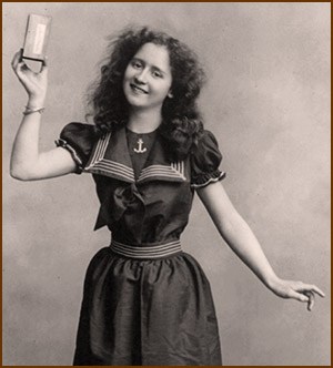 At home in front of a camera at an early age, a young Annette Kellerman hawks a soap product.