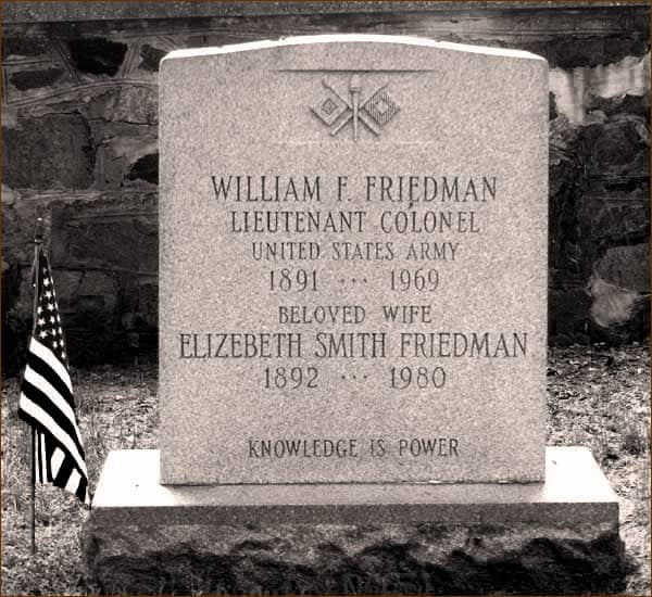 The encrypted grave stone of World War II cryptographer William Friedman