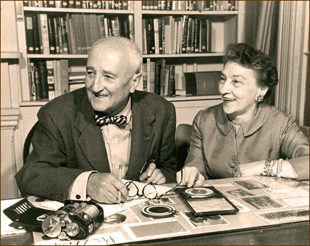 Elizebeth and William Friedman in their library after retirement