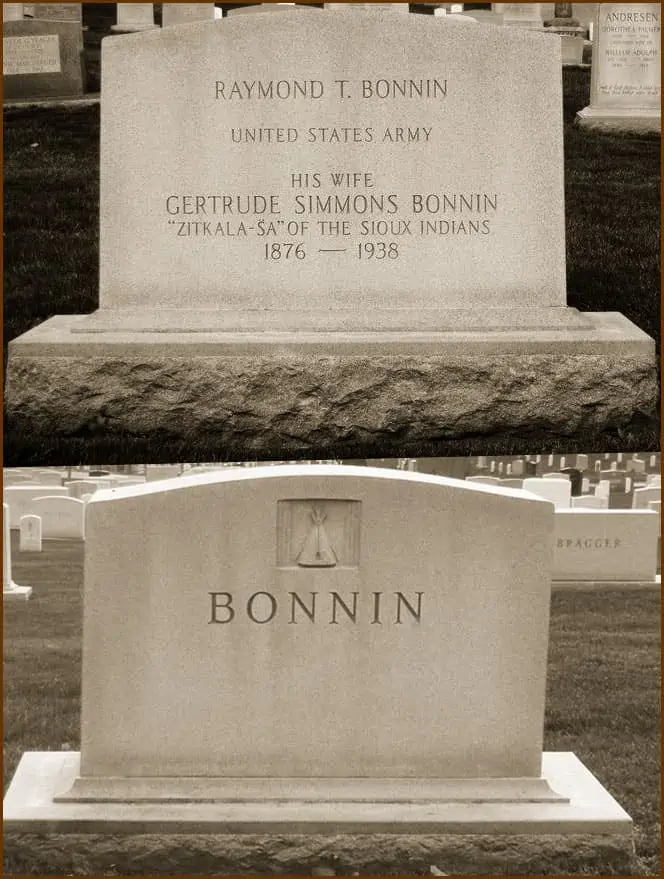 Grave stone of Gertrude Simmons Bonnin.