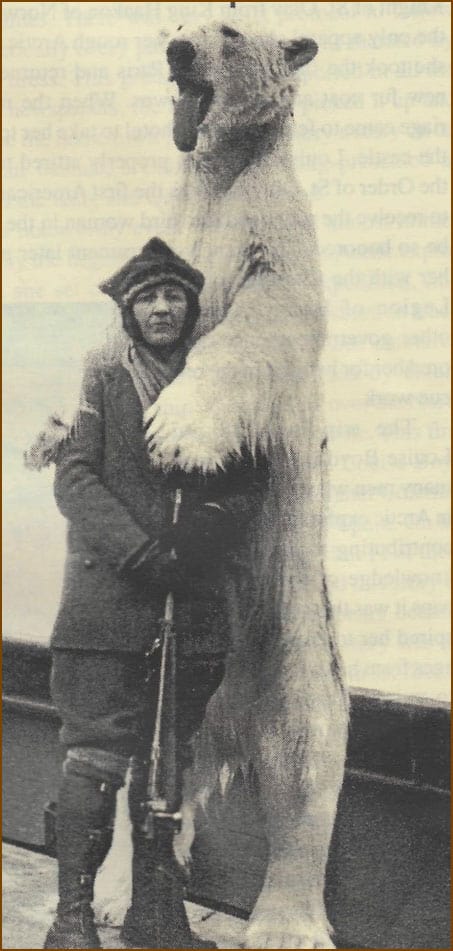 Louise Boyd and one of the 11 polar bears she shot in 1926