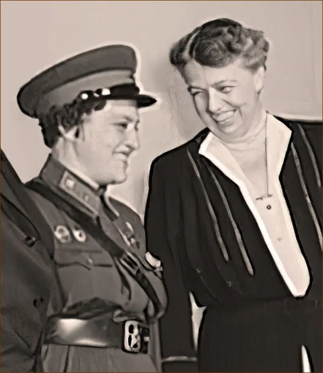 Eleanor Roosevelt with. WWII Ukrainian sniper