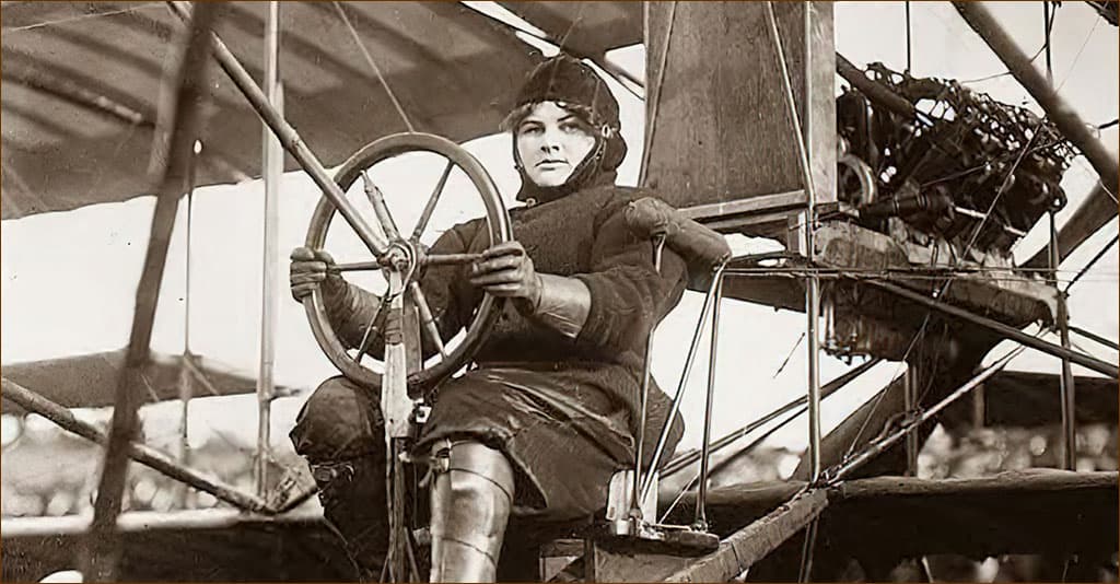 Blanche Scott in an early Curtiss aircraft