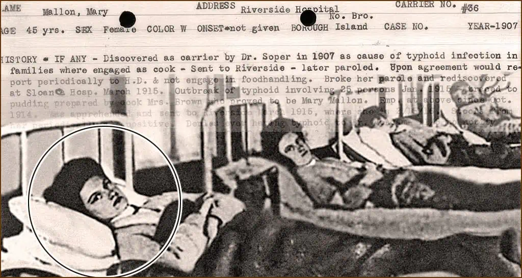 Mary Mallon -- Typhoid Mary -- lying in her hospital bed in 1909.