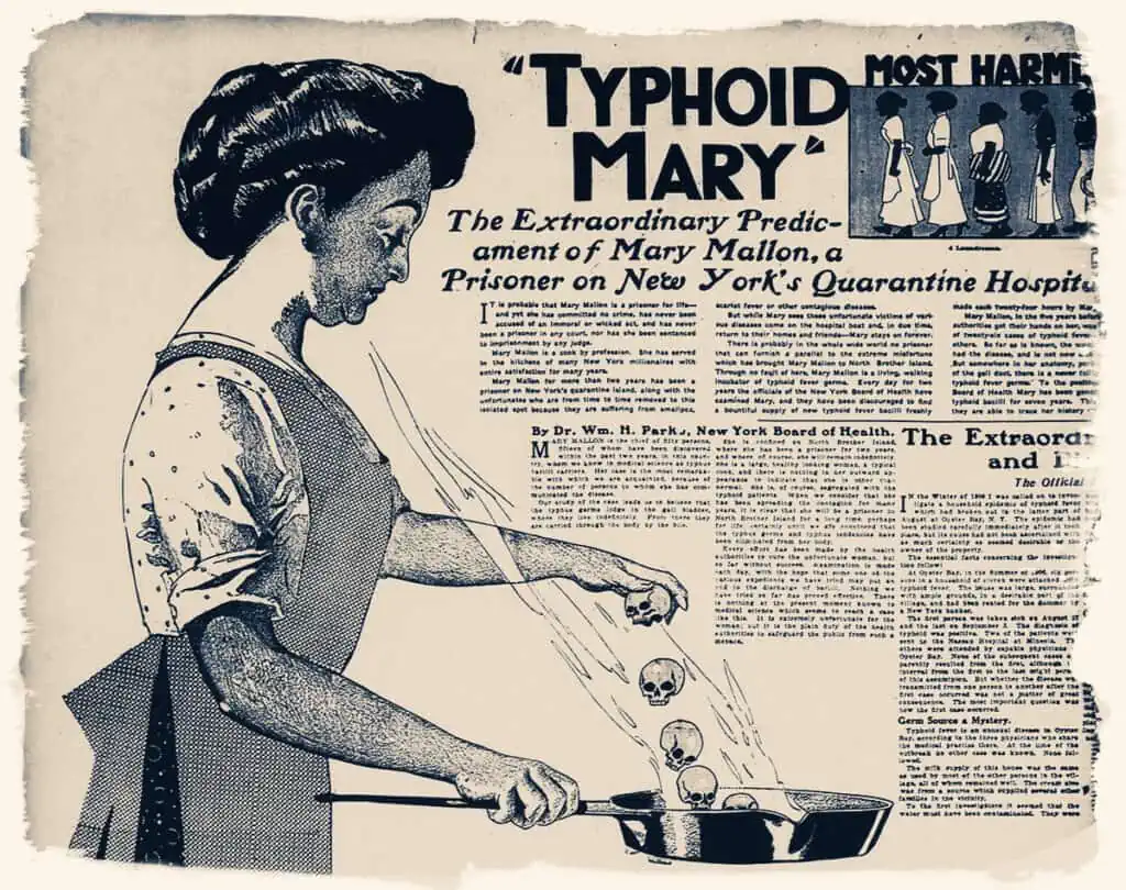 Newspaper clip of Mary Mallon, better known as Typhoid Mary