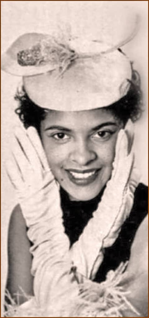 Mildred Blount wearing one of her hats.